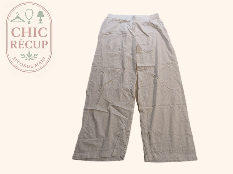 Pantalon Jambes Larges Primark - M - Blanc - Evvio-24