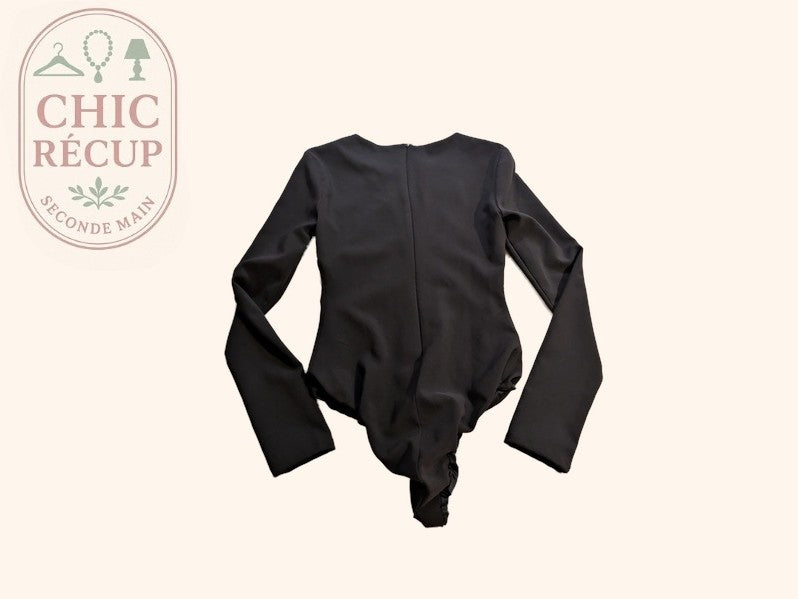 Body Zara - Xs - Noir - Manches longues décolleté lacé