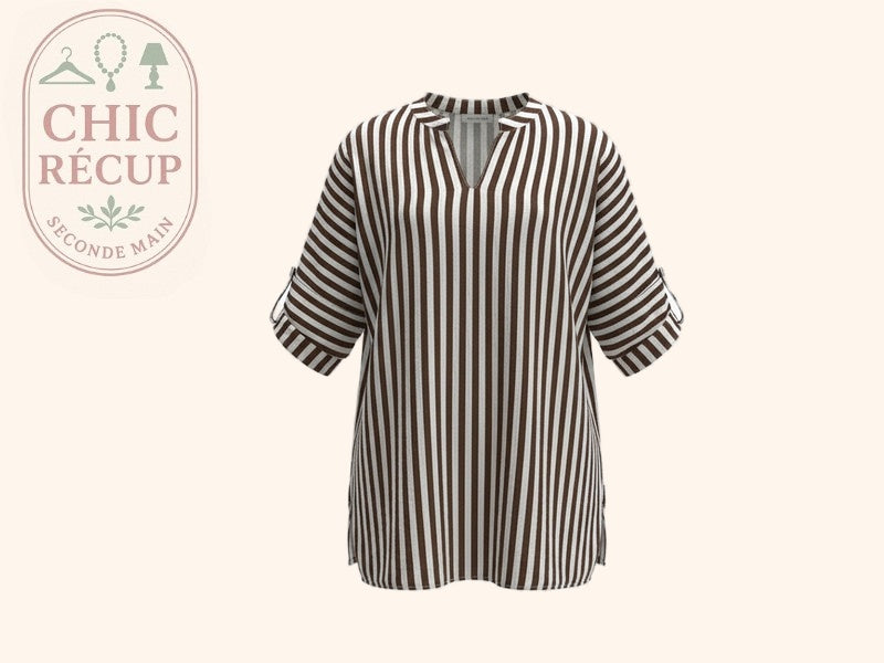 Blouse Cloothes - L - Blanc/marron - Lubel-58