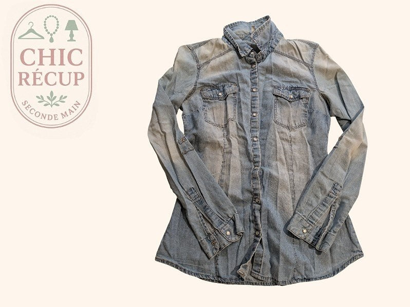 Chemise Stradivarius - S - Bleu clair - Vabar-10