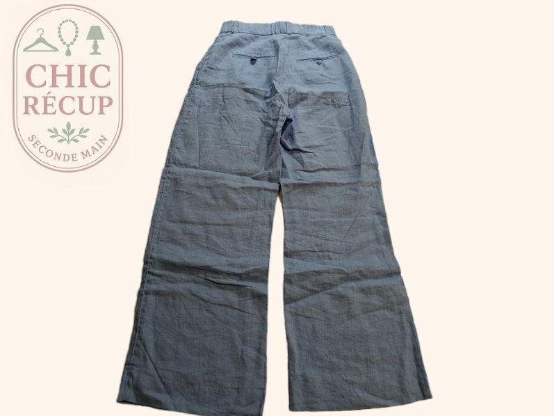 Pantalon large Abercrombie & Fitch - 26 - bleu - lin