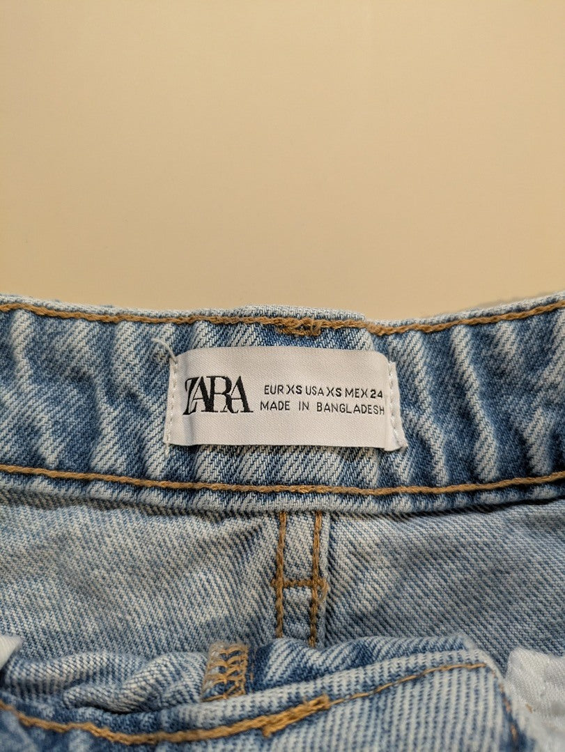 Jupe Courte Jean Zara - S - Bleu Clair - Amfat-30