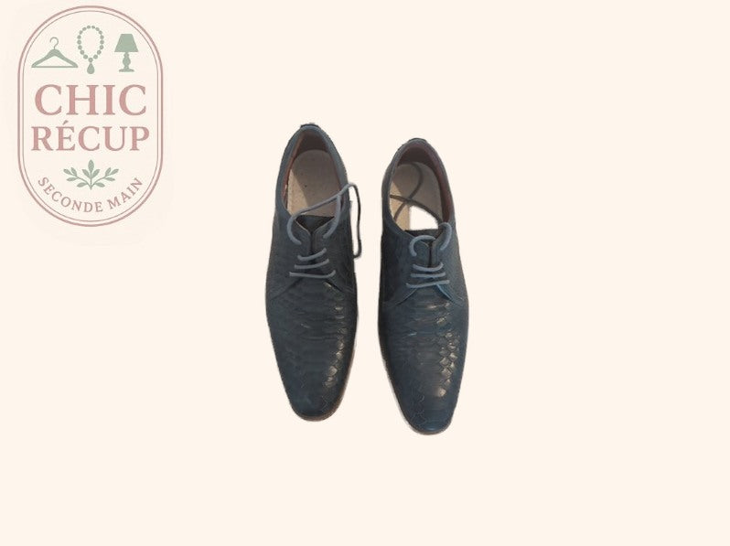 Chaussures de costume - Sacha - 42 - Bleu - Effet Écailles
