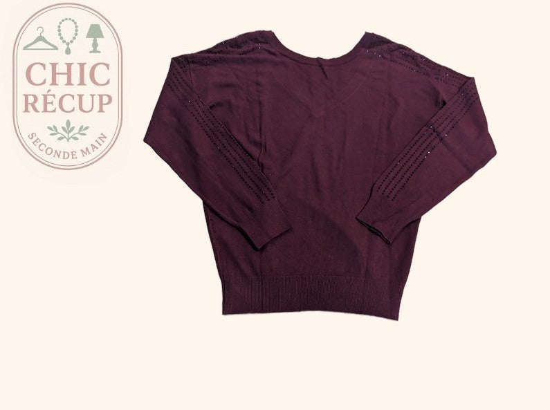 Pull col V Naf Naf - Xs - Bordeaux - 57x48