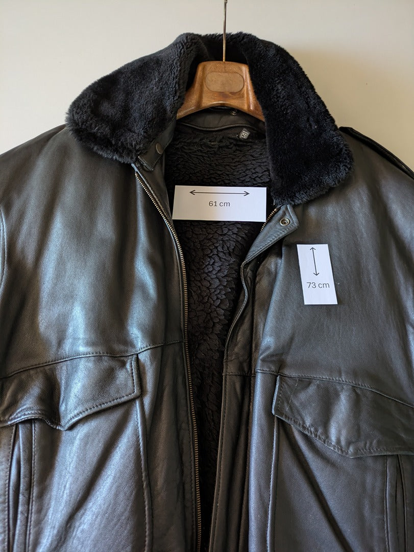 Blouson Vintage - 56 - Noir - Bombardier cuir agneau