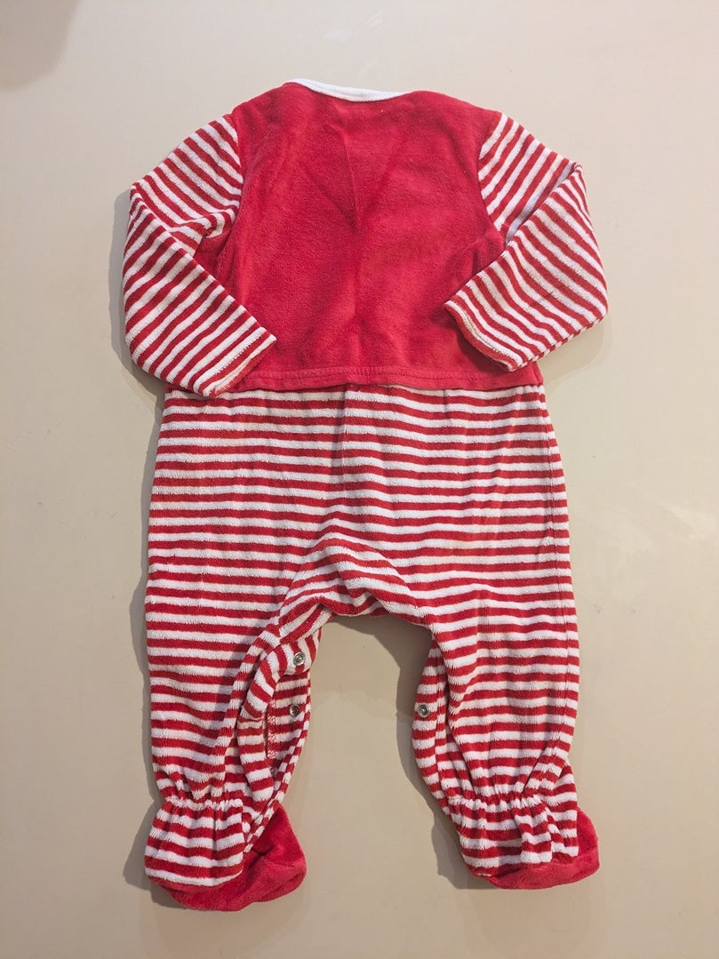 Lot 2 pyjamas bébé rayé rouge et blanc + blanc rayé