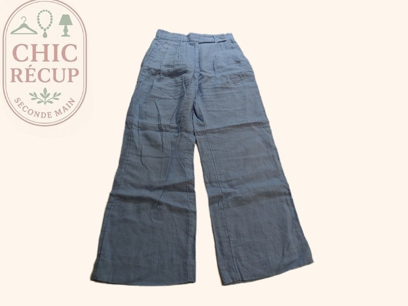 Pantalon large Abercrombie & Fitch - 26 - bleu - lin