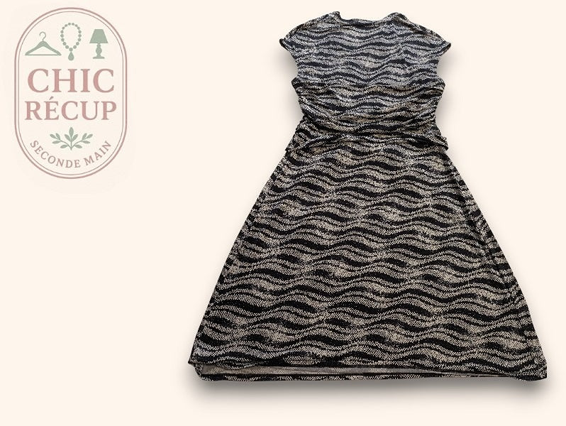Robe Midi Cache Cache - M - Noir/gris - Qubur-44