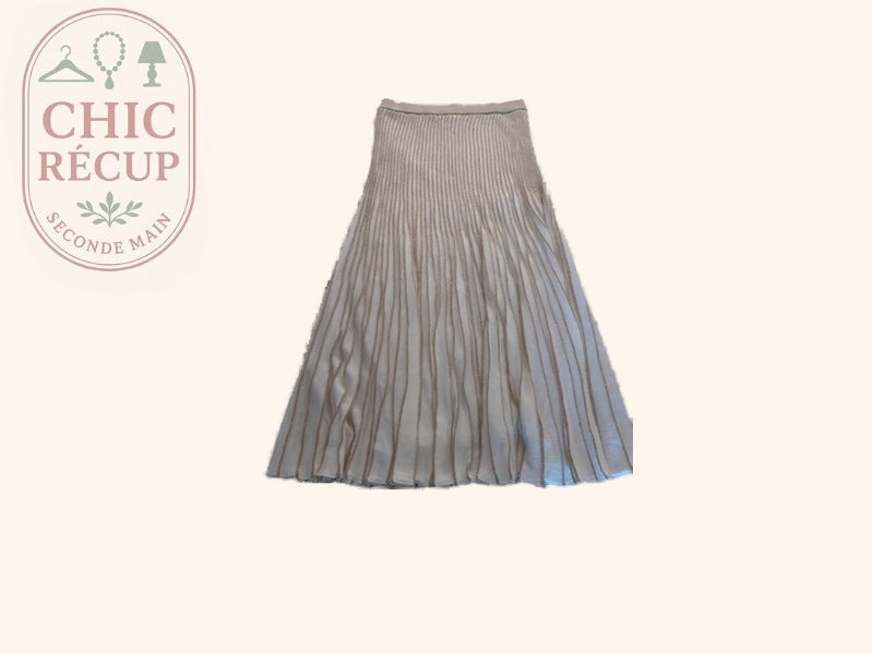 Jupe - Massimo Dutti - Xs - Cream - Côtelée