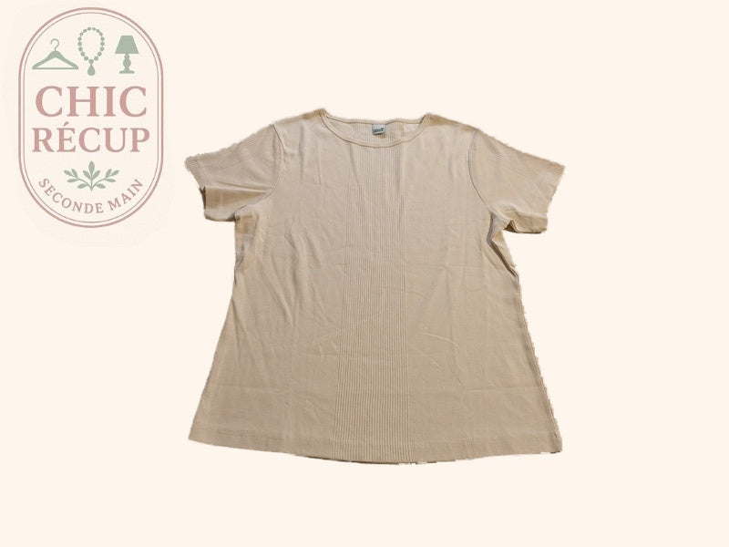 T-shirt Nature et Liberté - L - Beige - Côtelé Coton