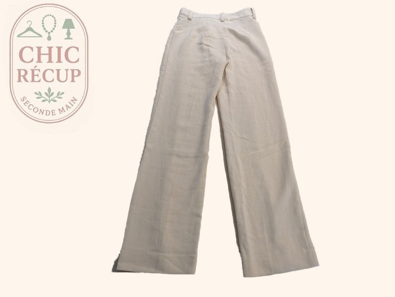 Pantalon à Jambes Large Zara - S - Crème - Mache-36