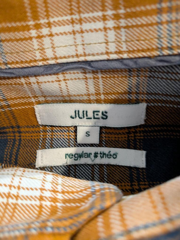 Chemise homme à carreaux jaune et bleu taille S Jules