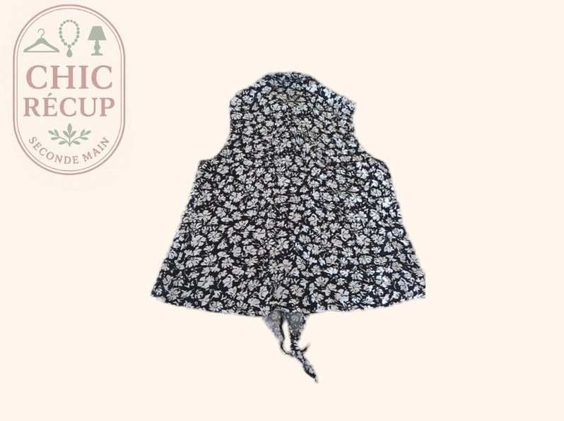 Chemisier Sans Marque - M - Noir - Floral à nouer