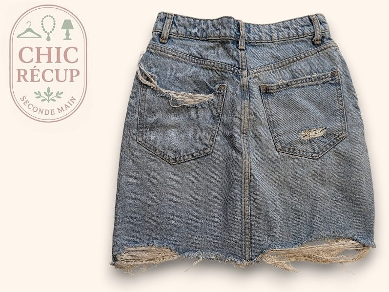 Jupe Courte Jean Zara - S - Bleu Clair - Amfat-30