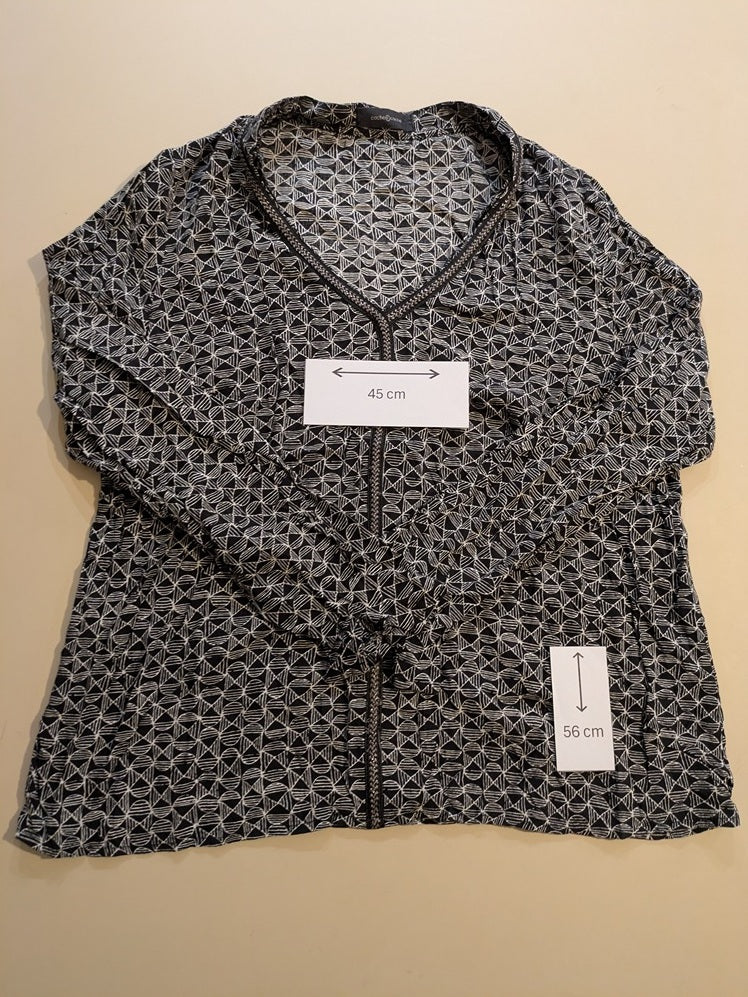 Blouse Cache Cache - S - Noir, Blanc - Qubur-96
