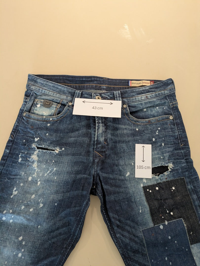Jean straight Kaporal - 42 - Bleu - Effet usé