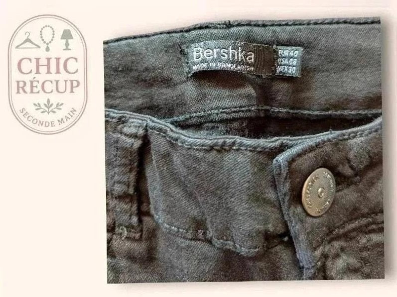 Jeans Skinny Bershka - L - Noir - Luvio-01
