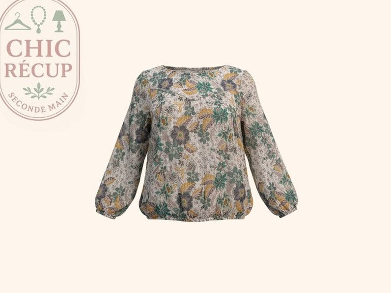Blouse femme fleurie taille 40 manches longues