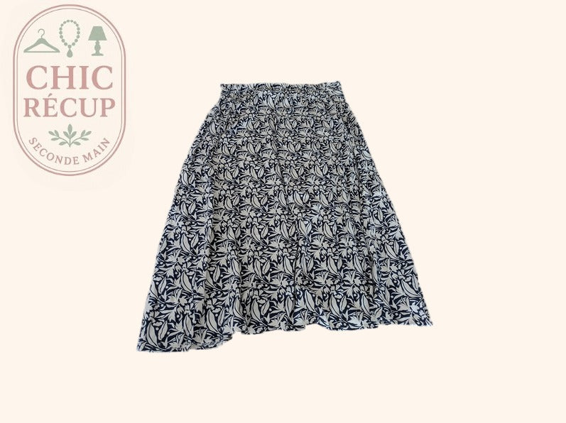 Jupe midi Vintage - 40 - Bleu - Boutonnée