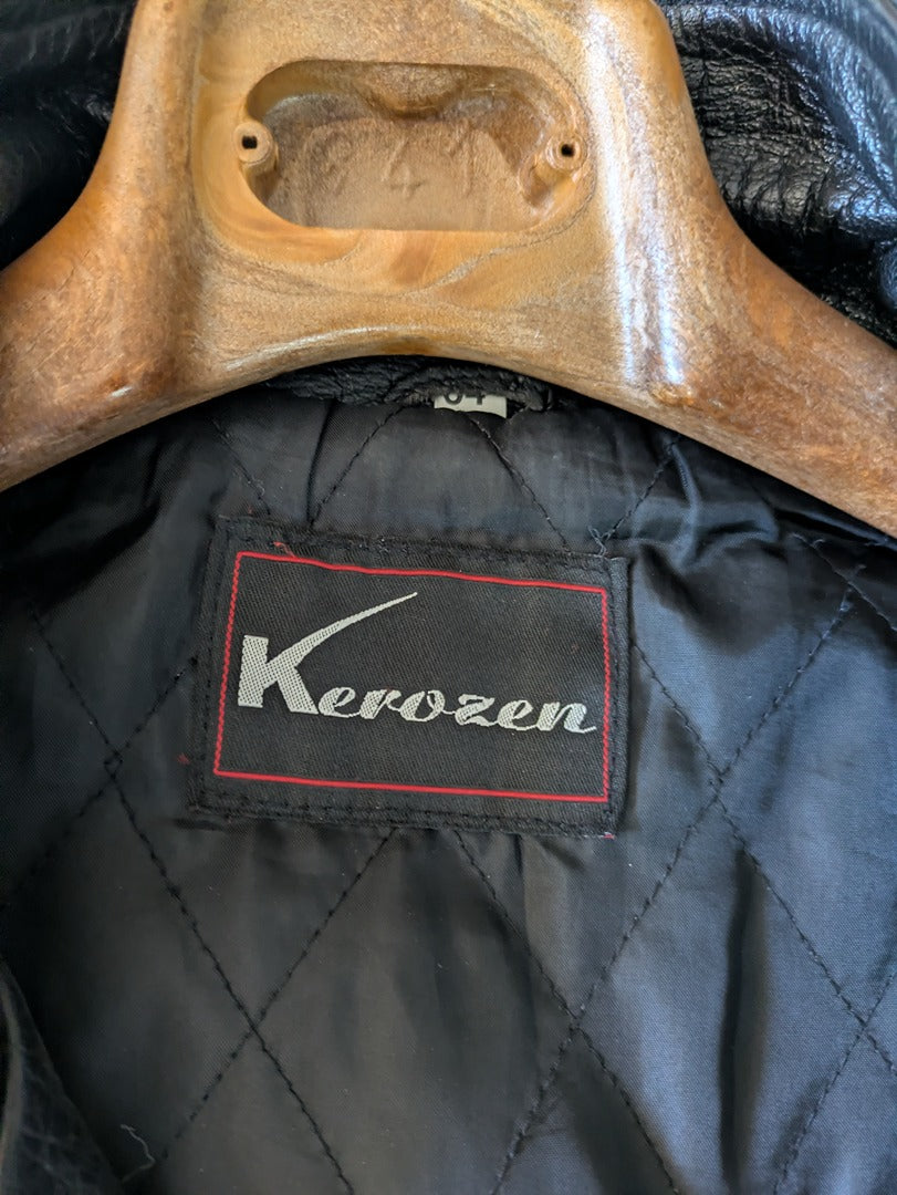 Blouson biker cuir Kerozen - 54 - Noir - Franges