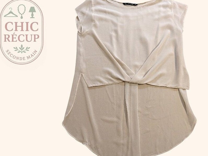 Blouses Manches Courte Zara Basic - L - Beige - Paval-21