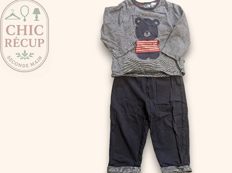 Ensemble garçon 12 mois Obaïbi pantalon et tee-shirt