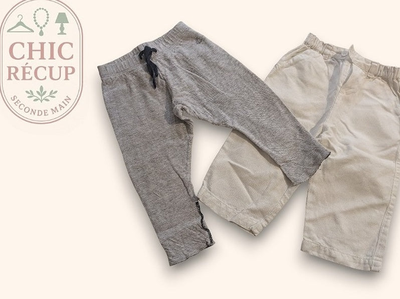 Lot 2 pantalons bébé garçon 12m Petit Bateau