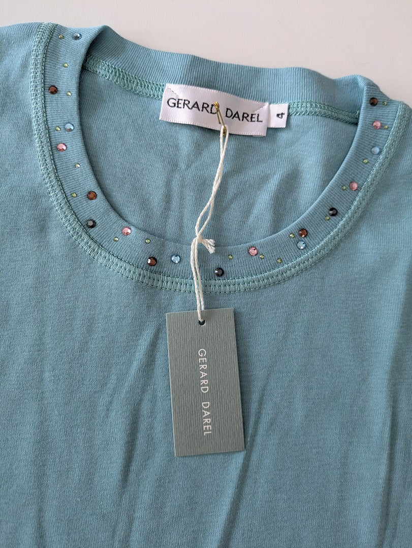 T-shirt manches longues Gerard Darel - 42 - Turquoise - Strass