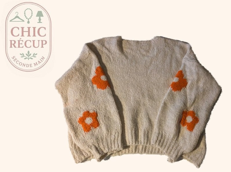 Pull D'hiver Made In Italy - L - Crème/orange - Lubel-44