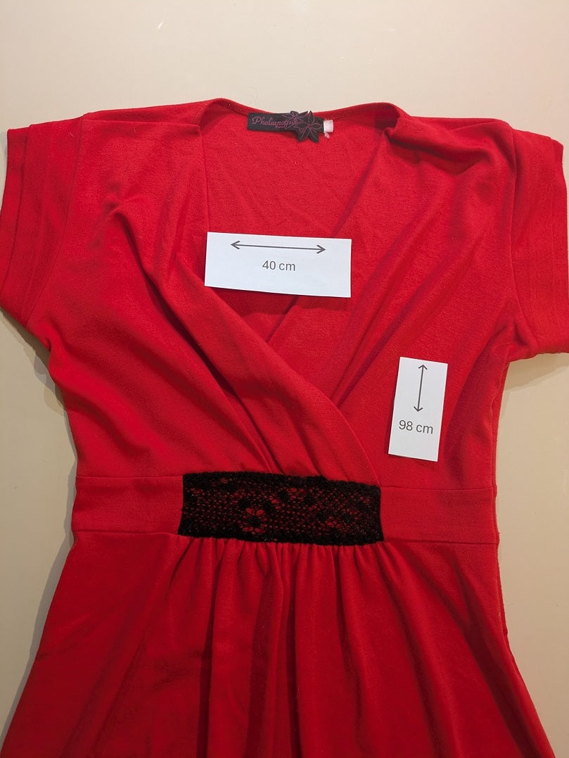 Robe Midi Phalaenopsia - M - Rouge - Casor-1