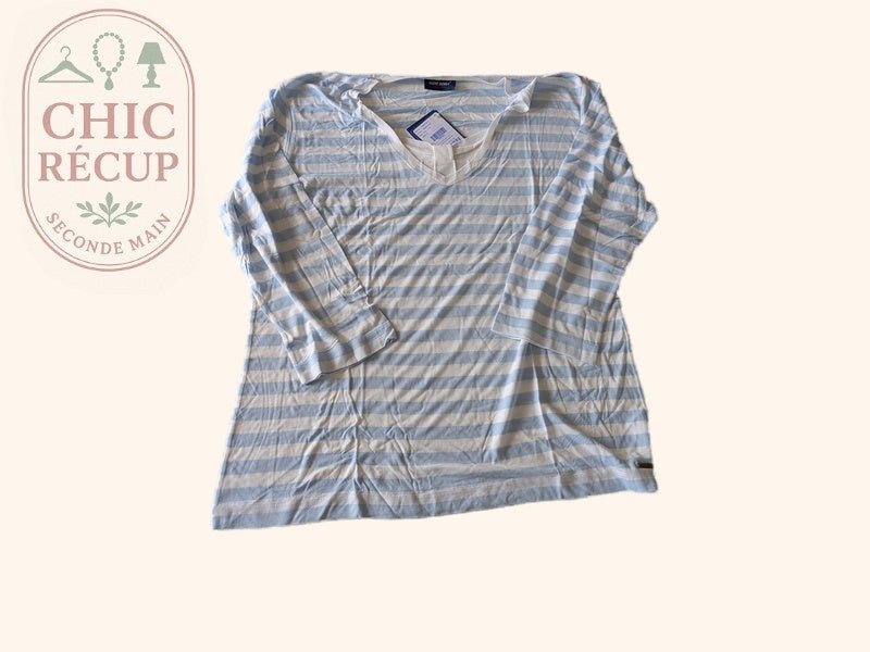 T-shirt Saint James - 48 - Blanc/bleu ciel - Fanette R
