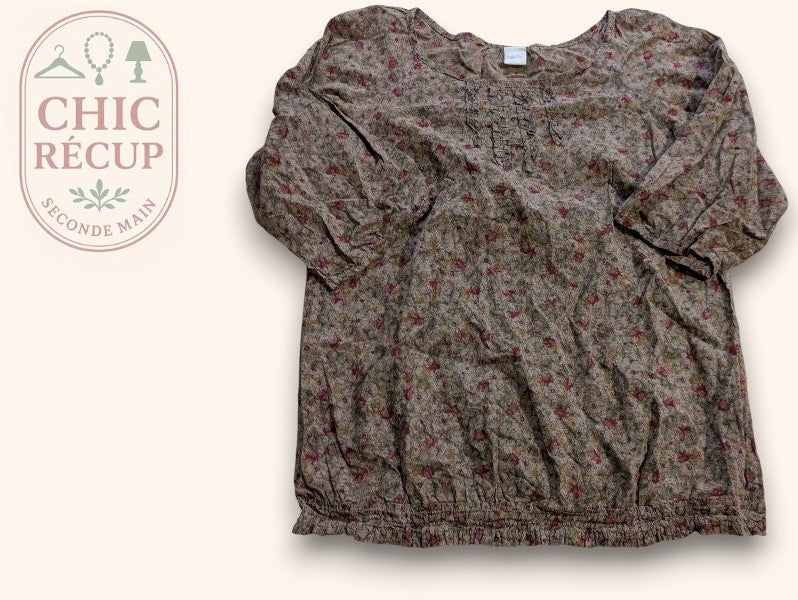 Blouse Manches Courtes Camaïeu - 44 - Marron - Qubur-129