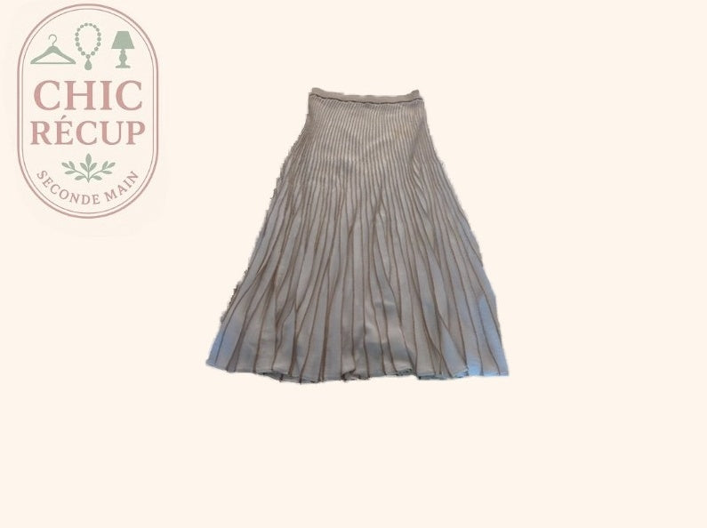 Jupe - Massimo Dutti - Xs - Cream - Côtelée