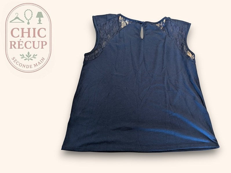 Blouse Manches Courtes Gémo - L - Marine - Chpav-07