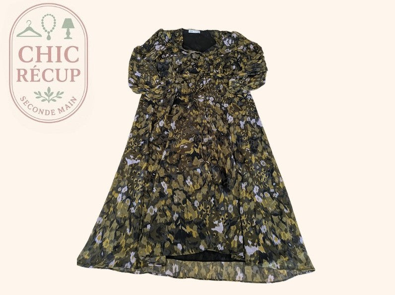 Robe midi Zara - Xxl - Kaki - Imprimée