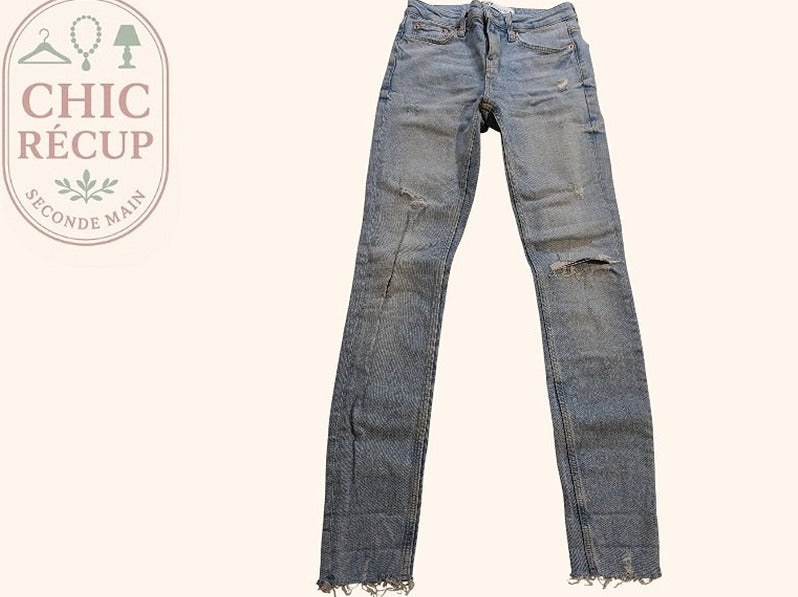 Jeans Skinny Zara - T34 - Bleu Clair - Vabar-29