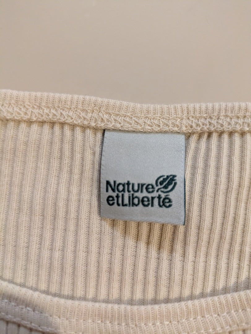 T-shirt Nature et Liberté - L - Beige - Côtelé Coton