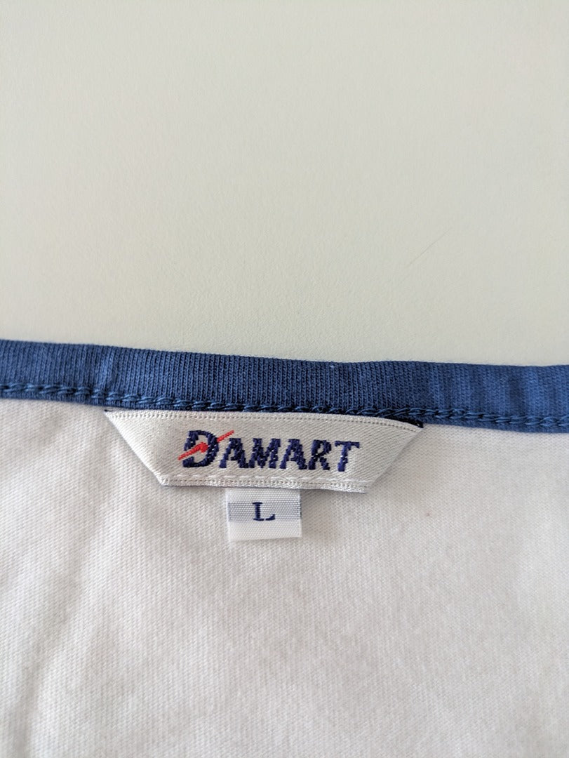 T-shirt Damart - L - Blanc - coton broderie