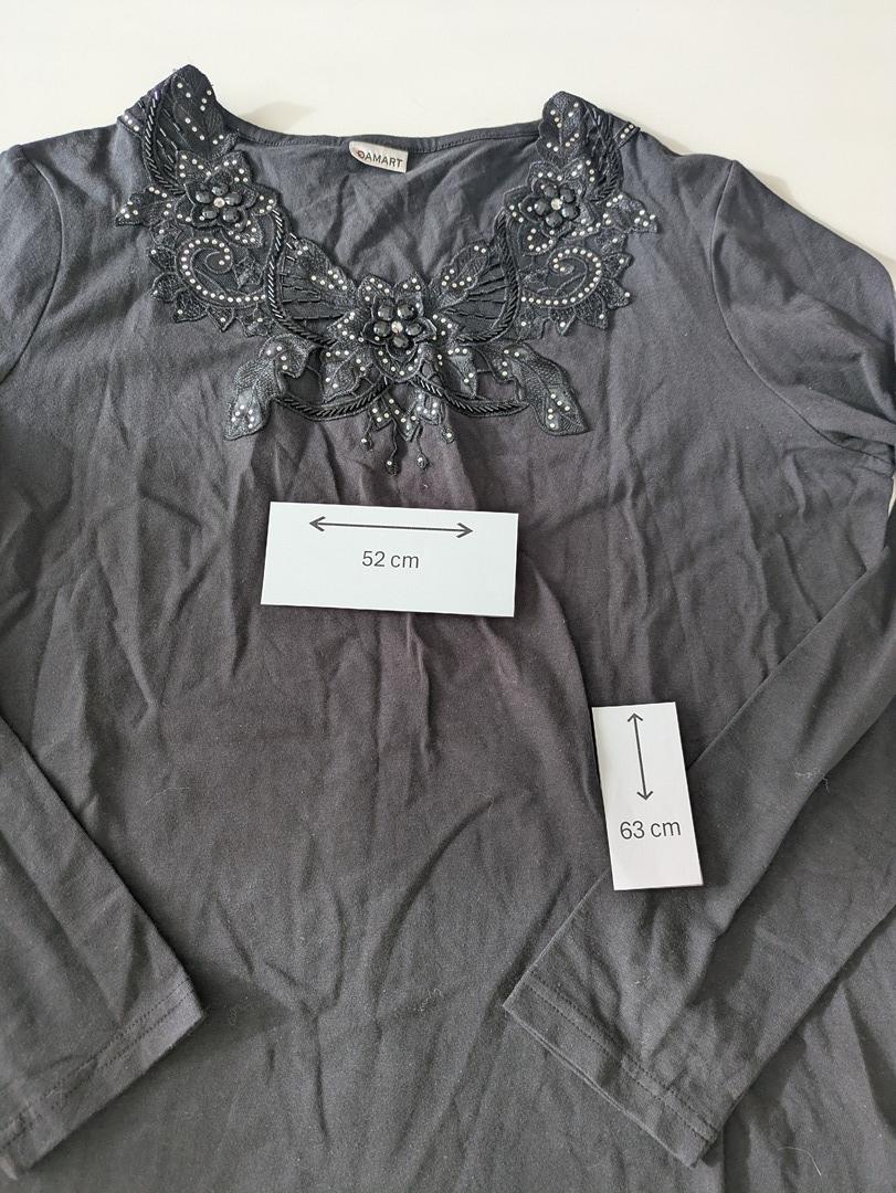 T-shirt manches longues Damart - L - Gris - Broderie