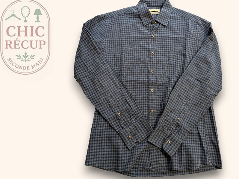 Chemise à carreaux Mango - Xs - Noir & Bleu - Malab-2