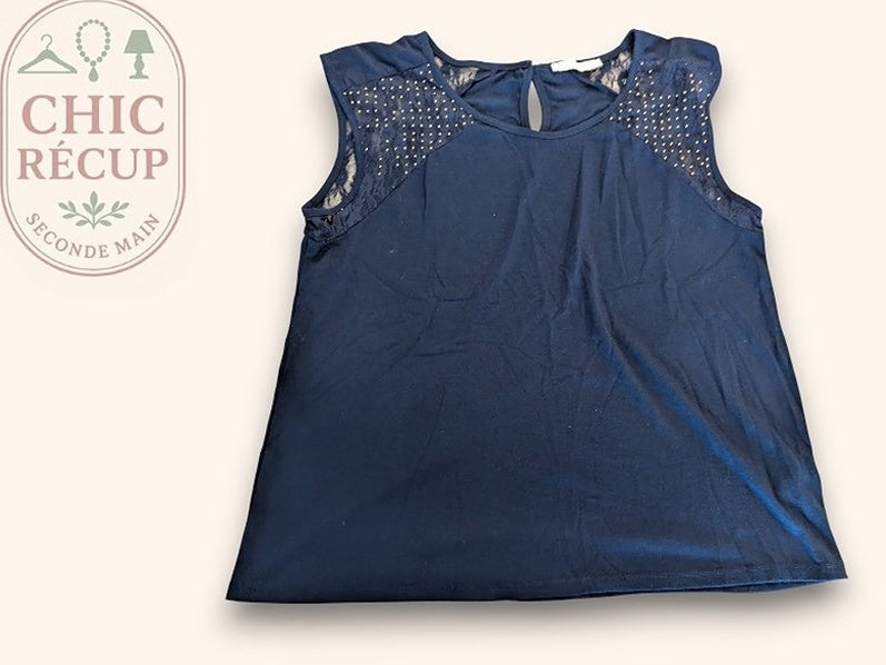 Blouse Manches Courtes Gémo - L - Marine - Chpav-07