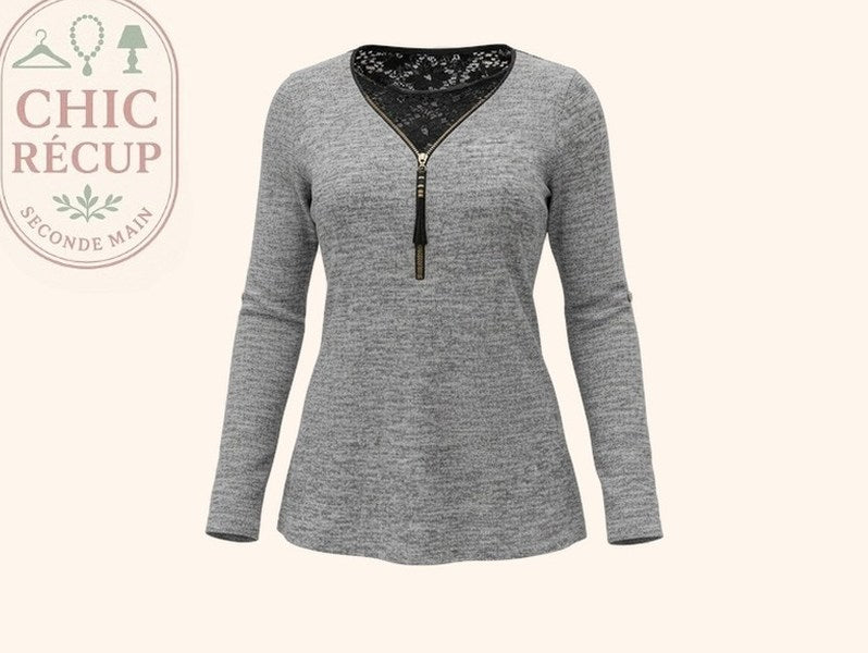 Blouse Sans marque - M - Noir/gris - Chpav-100