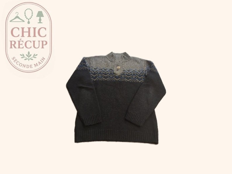 Pull-over homme Japan Rags - Xl - Gris - Motif géométrique