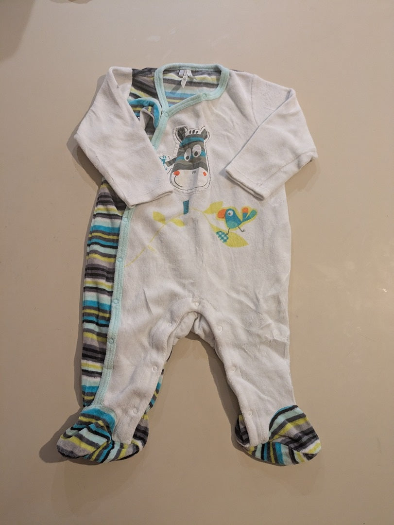 Lot 2 pyjamas bébé rayé rouge et blanc + blanc rayé
