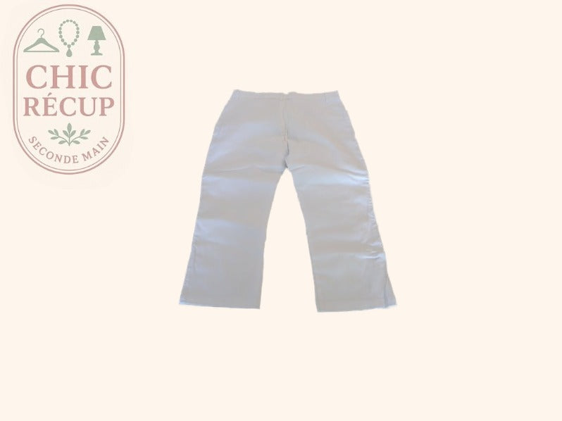 Pantacourt - Sans Marque - 42 - Blanc - Coton stretch
