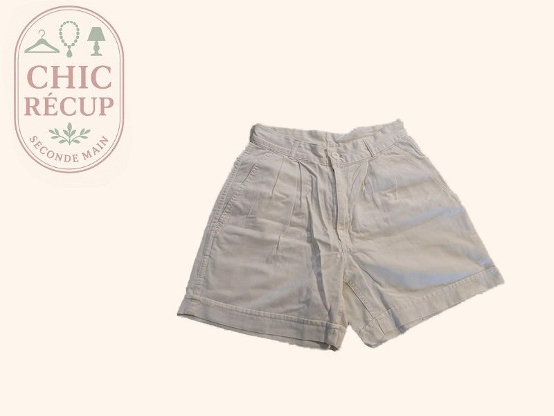 Short Taille Haute Vintage - 38 - Blanc - Evvio-69