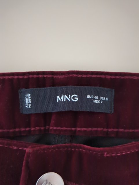 Pantalon Mango - 40 - Bordeaux - Velours