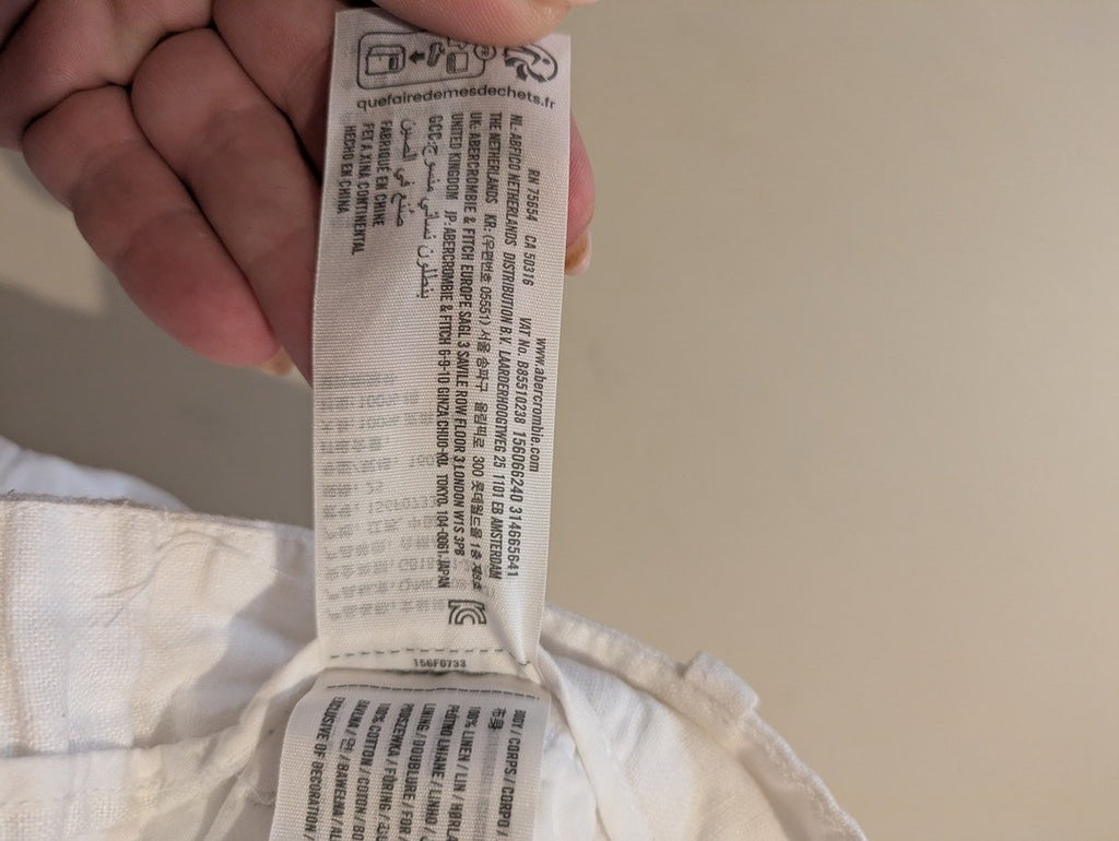 Pantalon large Abercrombie & Fitch - 25 - Blanc - Linen