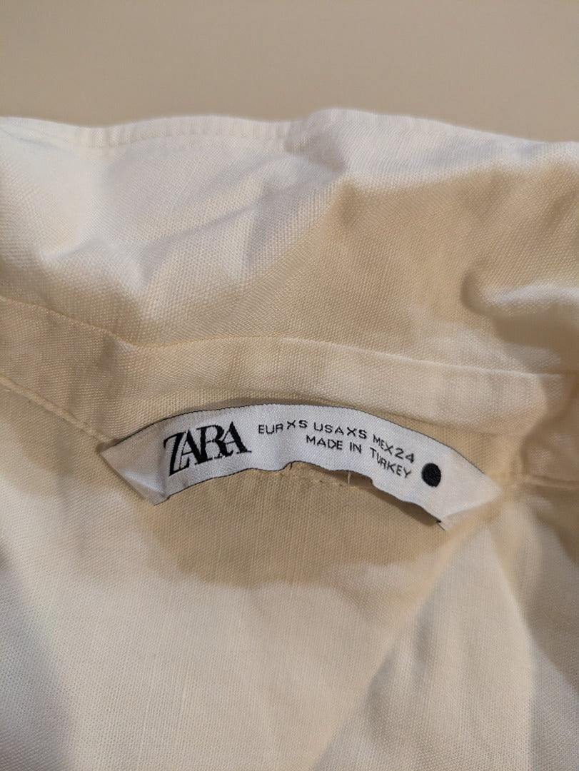 Crop top Zara - Xs - Crème - Mélange lin et viscose