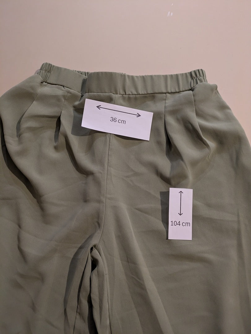Pantalon À Jambes Larges Shein - M - Vert - Evvio-58